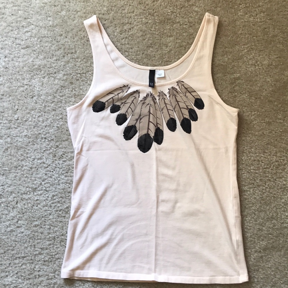 Perfect Peach 🍑  Feather tank w/ black sequins